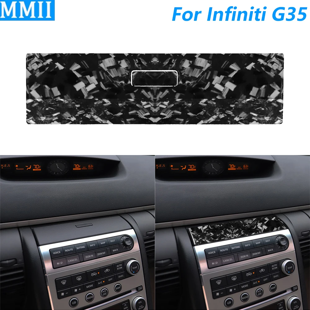 Für Infiniti G35 2005 2006 Geschmiedete Carbon-Faser Mittelkonsole Ausziehbare Navigationsbildschirm-Abdeckung Auto-Zubehör Aufkleber