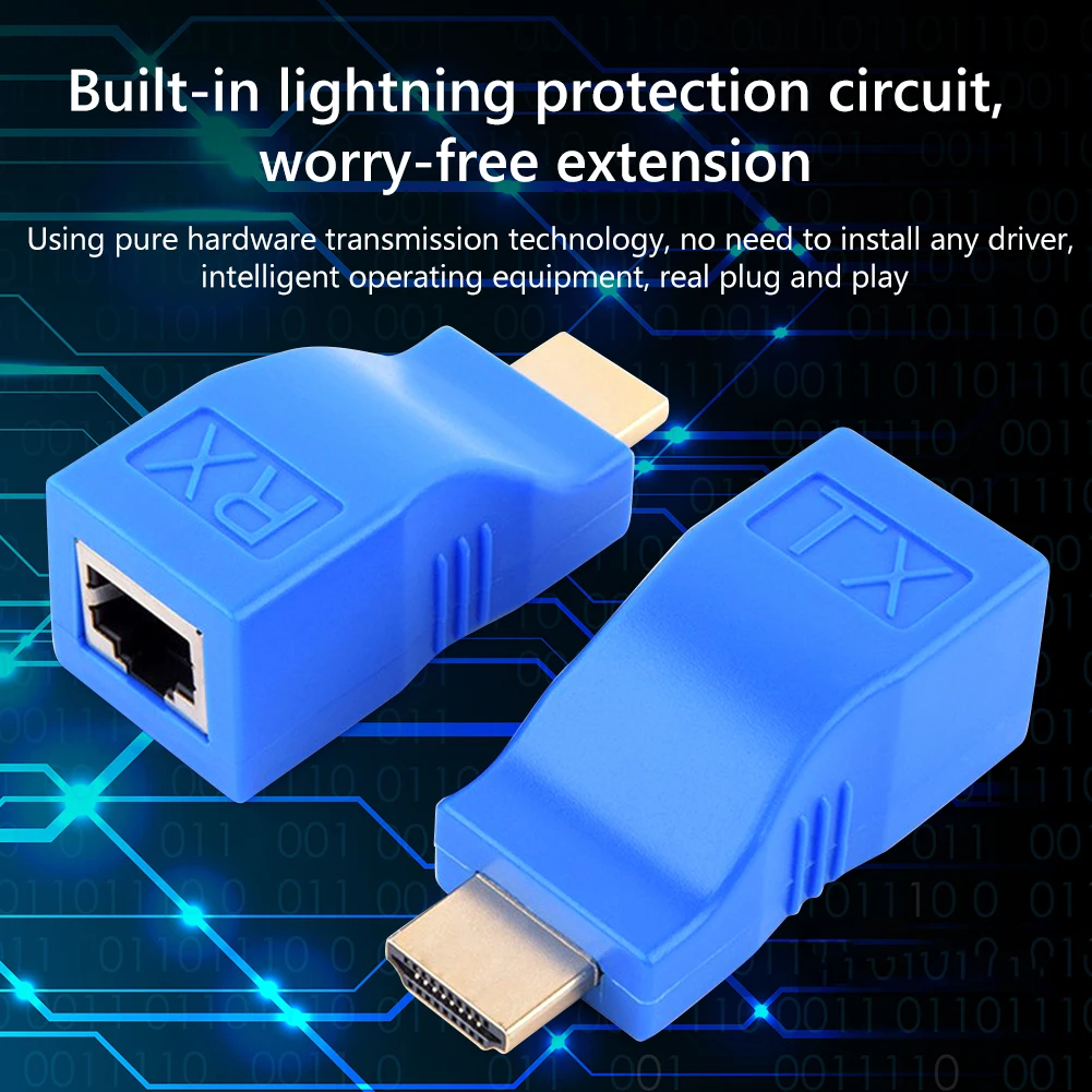 2 قطعة كابل الشبكة بطاقة الإنترنت RJ45 4K إلى RJ45 موسع شبكة HDMI متوافق إيثرنت LAN ل HDTV DVD