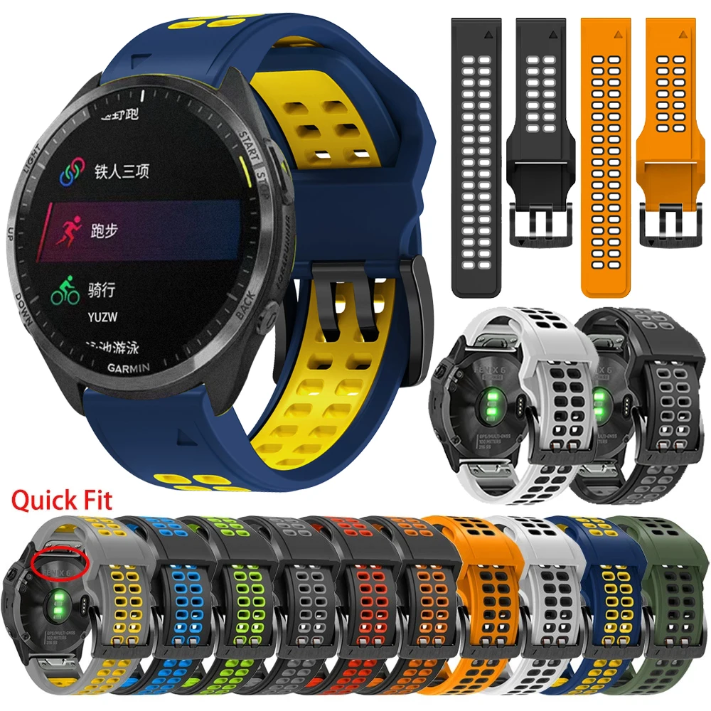 

26 22 мм оригинальный силиконовый ремешок для Garmin Instinct 2X Solar/Forerunner 965 955/touchs70 S60 S62 быстросъемный браслет