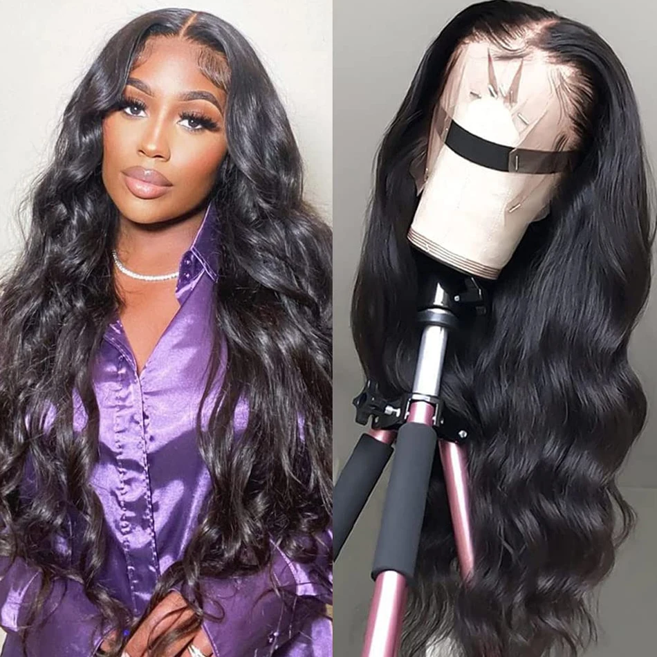 

Glueless 200% Body Wave Lace Front Human Hair Wigs 5x5 Closure Wig Brazilian Remy Transparent 13x4 Lace Frontal Wig Ready To Go