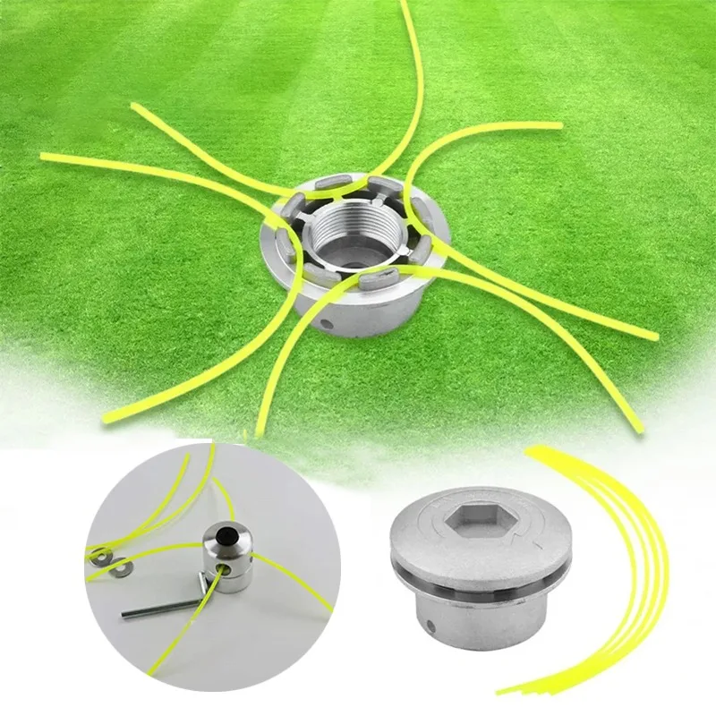 

Universal Aluminum 1PCS Grass Trimmer Head with 4 Lines Brush Cutter Head Thread Nylon Grass Cutting Line Head for Lawn Mower