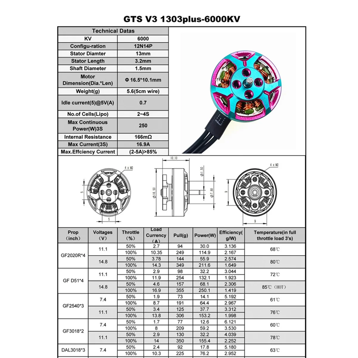 جديد 3C-V3 1303 زائد فرش السيارات 8000KV الطائرة بدون طيار المحرك ل 2 بوصة FPV سباق الطائرة بدون طيار Cinewhoop