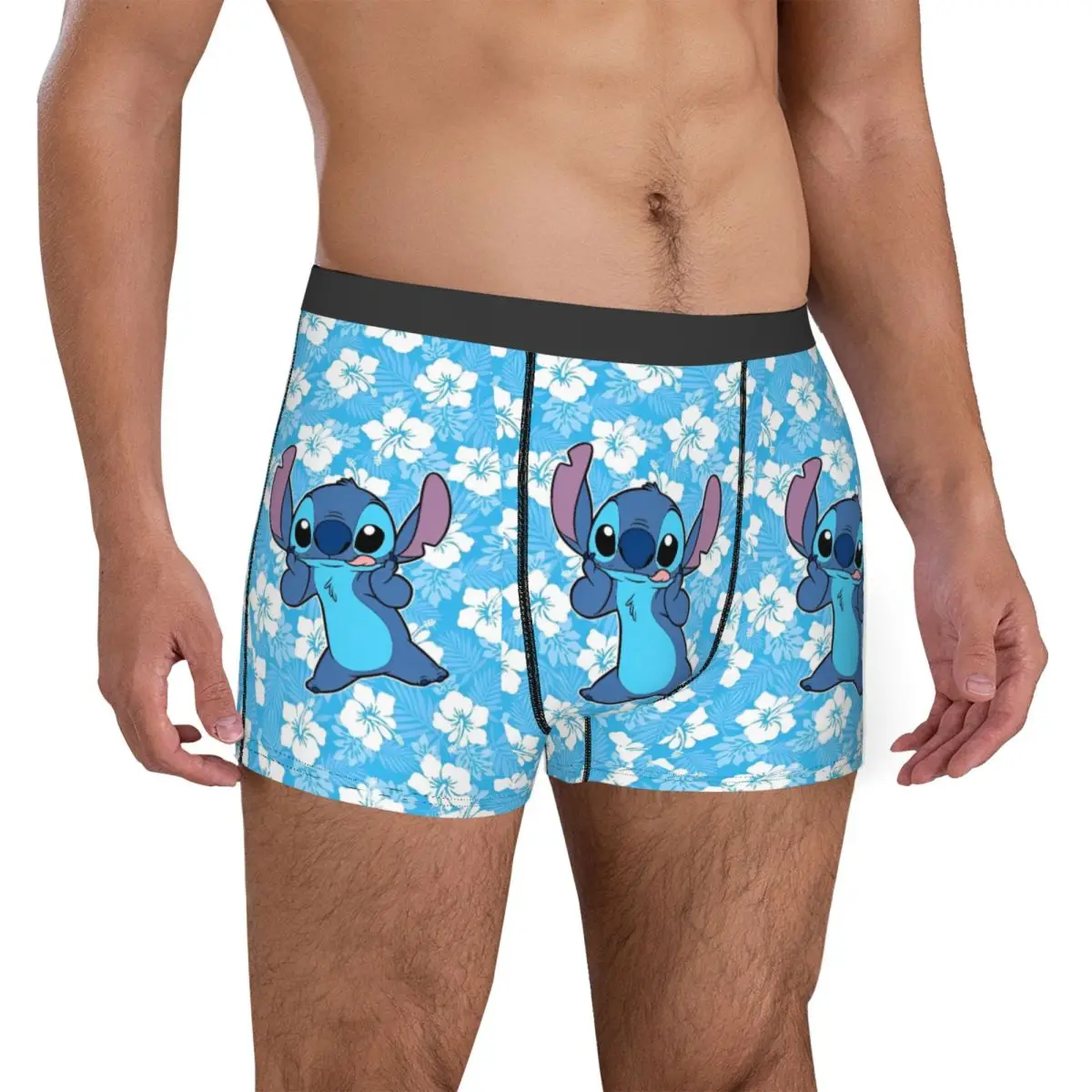 Man Schattige Steek Blauwe Bloem Boxers Nieuwigheid Geschenken Ondergoed Cartoon Short Heren Boxer Slips Quilt Onderbroek Comfortabel