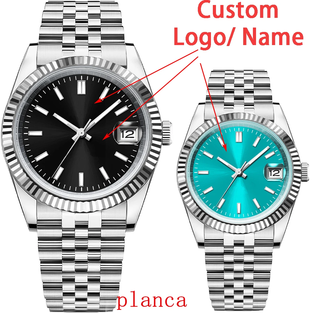 Relógio mecânico personalizado 36mm/39mm NH35 movimento automático relógio de aço inoxidável com vidro de safira