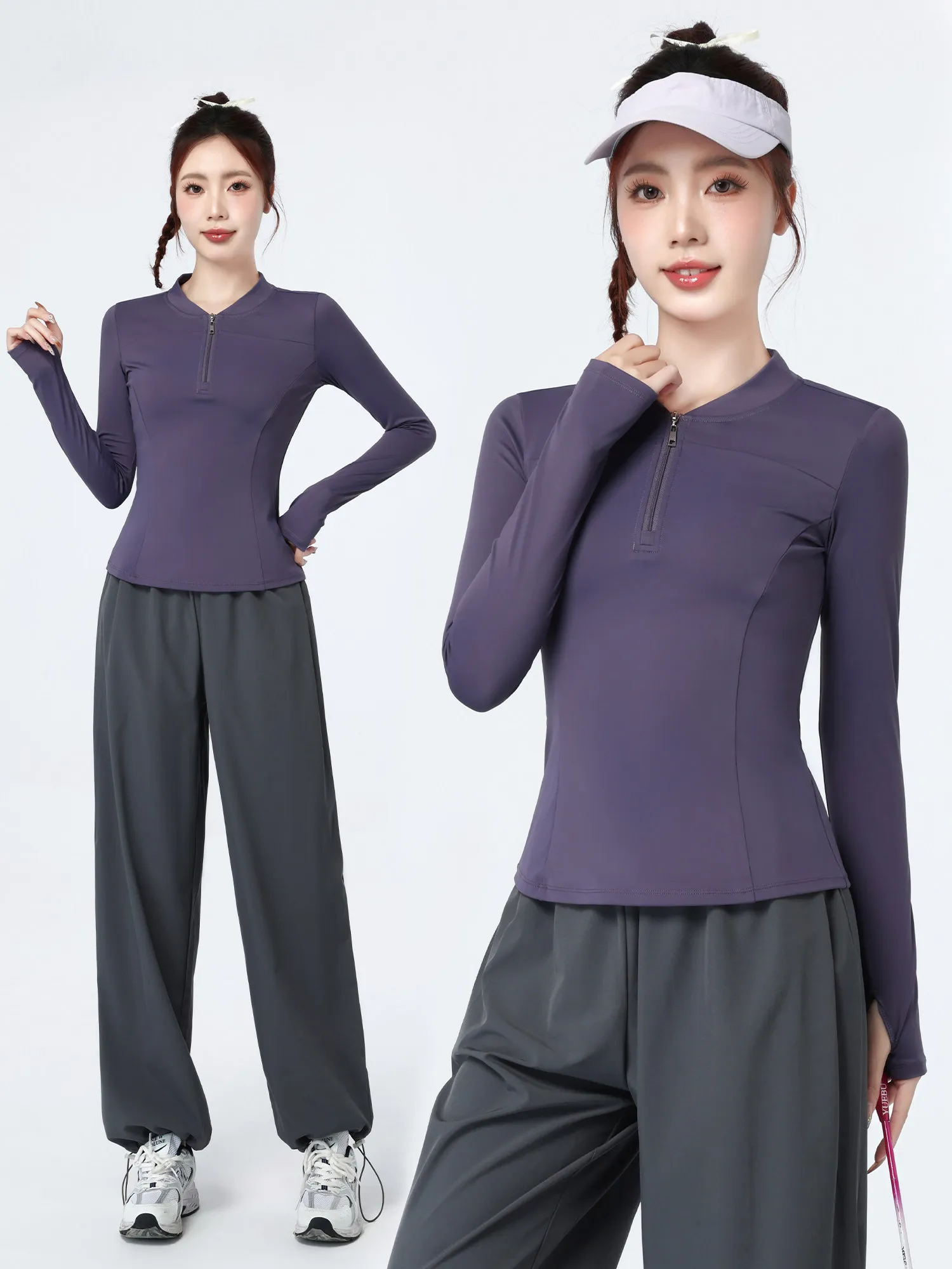 

Женский спортивный костюм для бега с длинным рукавом, профессиональный быстросохнущий топ для утренних пробежек на открытом воздухе, тренировочная одежда с высокой талией