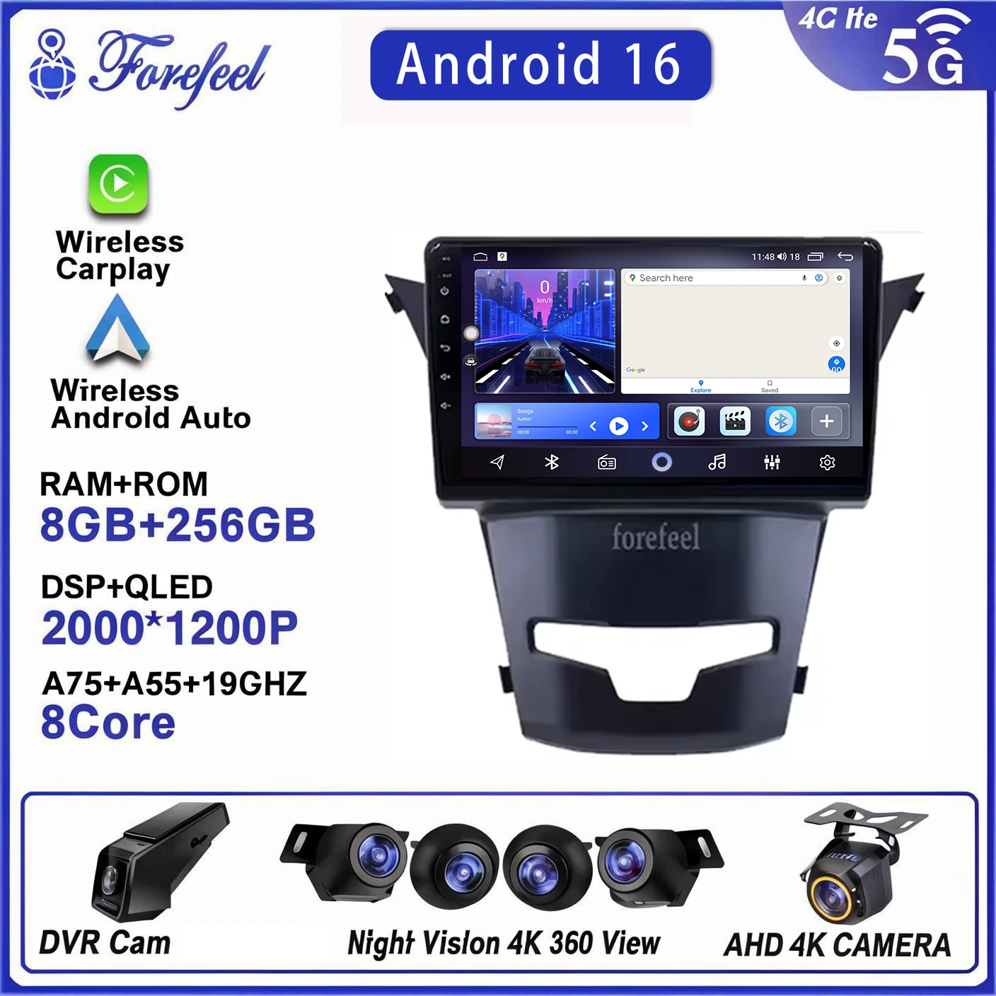 

2K Android 16 Multimedia Autoradio Navigation Stereo Radio Video Player For Ssangyong Korando 3 Actyon 2 2013-2017 Screen