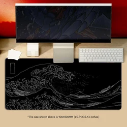Japanese Mouse Pad Gamer Waves Playmat Gray Art Aesthetics XL Computer Home HD Mousepad XXL Office Soft Non-Slip PC Table Mat