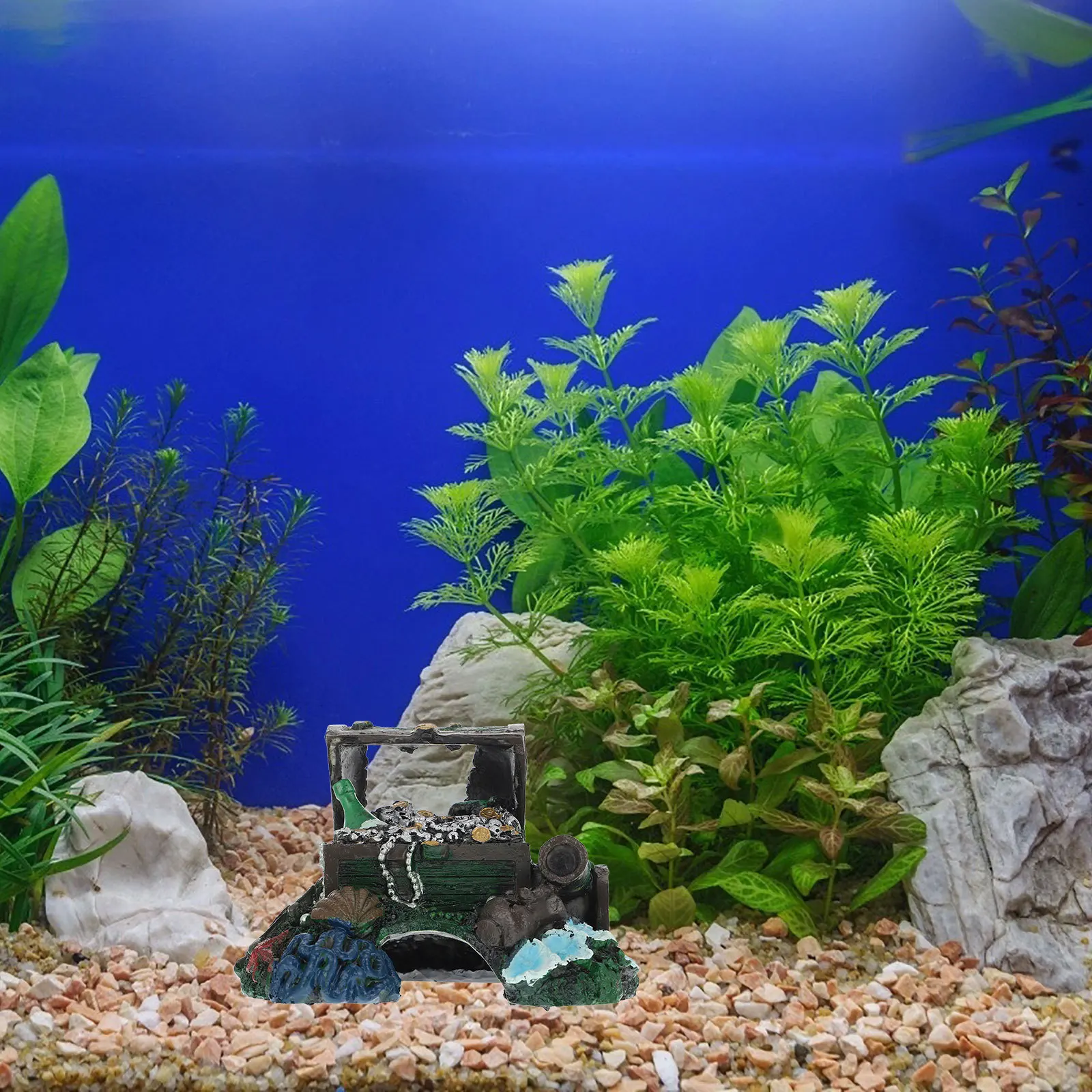 Small Aquarium Decor Resin Treasure Chest Delicate Adornment Natural Modeling Easy to Store Fish Friendly Aquarium Decor