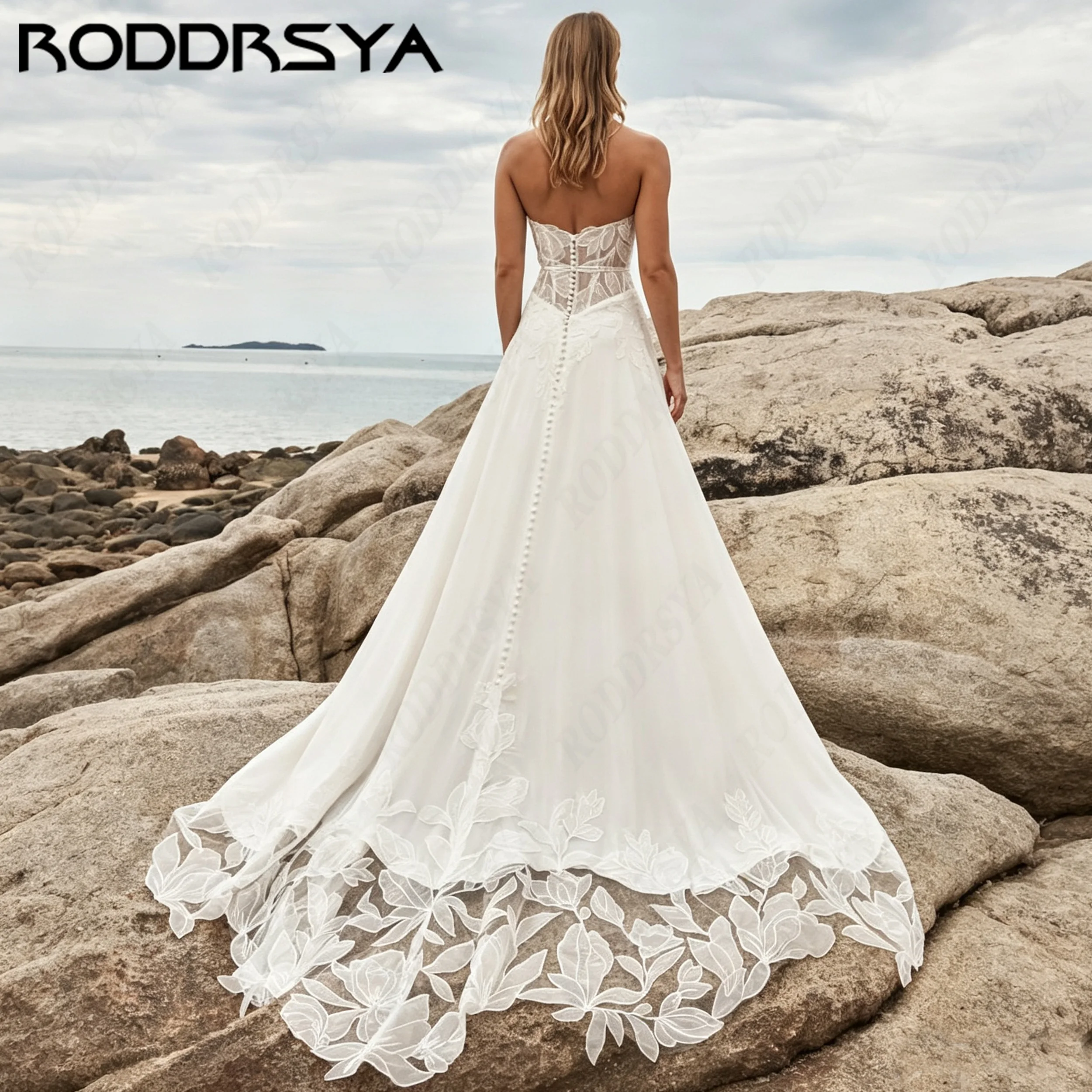 RODDRSYA Sweetheart Chiffon Bridal Dresses For Women Strapless A-Line Wedding Gown Elopement vestidos de novia Personalized