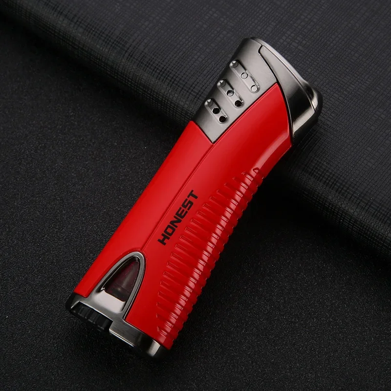 Creative Windproof Butane Lighter Visual Gas Chamber Direct Injection Turbo Lighter Cigar Cigarette Ignition Tool Men's Gift