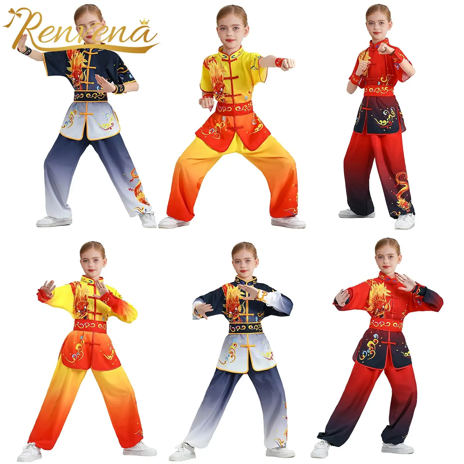 Children's Hanfu Martial Arts Clothing Wushu Uniforms Suits Chinese New Year Performance Boys Girls Traditional Kungfu Outfit