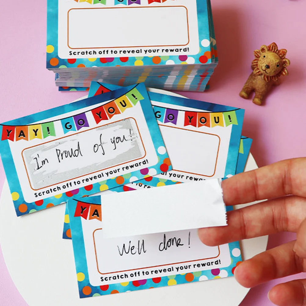 Mini pegatinas para niños, tarjetas de papel para rascar DIY, entradas coloridas, cumpleaños