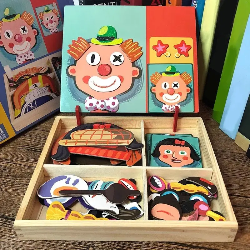 1box Children's early education puzzle magnet book scenario magnetic tile collage music toy