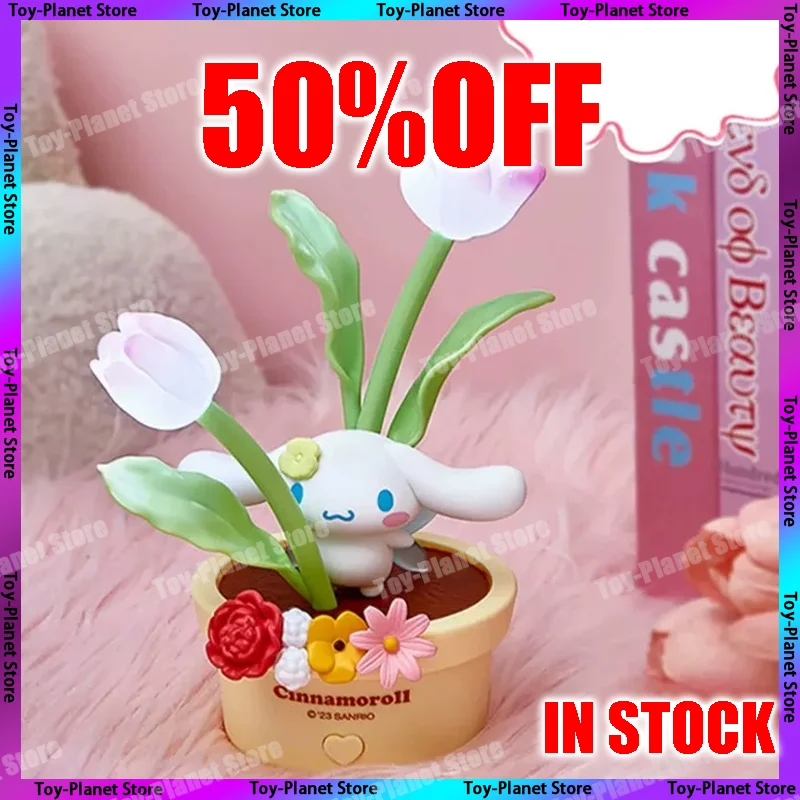 【Meio preço】MINISO Sanrio Flower Fairy Series Kuromi My Melody Cinnamoroll Anime Figura Led Night Light Toys