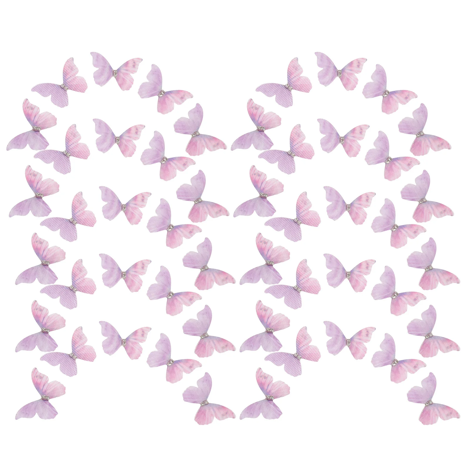 

100pcs Butterfly Wings Hair Accessories 4.5Cm Double Layer Tulle Purple 3D Clips For Women Teens Ancient Costume Han Chinese