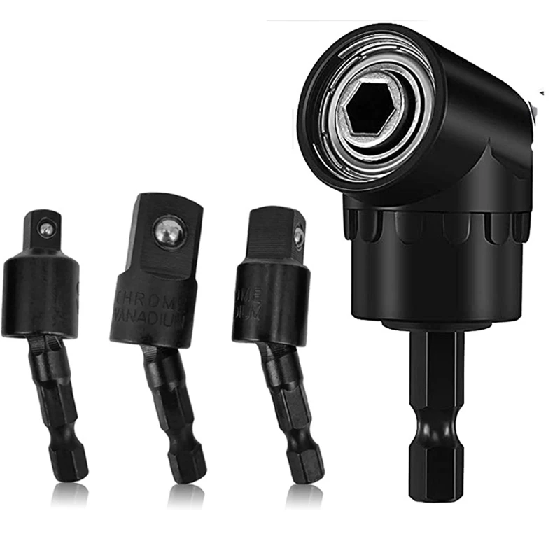 Conjunto de adaptador de broca de ângulo reto de extensão de broca flexível Y42A 360 ° Conjunto de adaptador de soquete de grau de impacto giratório 1/4 3/8 1/2 polegadas