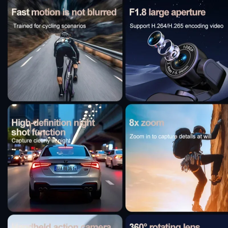 Handheld 360 ° Panoramic Shooting Sports Camera Hanging On The Chest Anti Shake Wifi Transmission Cycling 4K HD Recorder 2026 image 5
