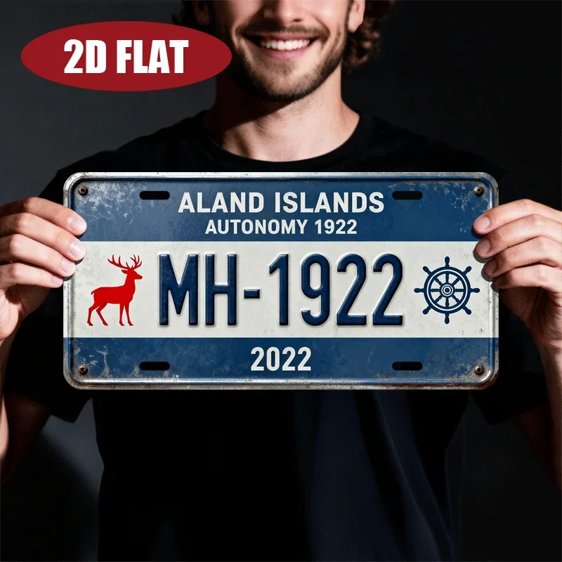 2D Flat, 2D Plane, 1pc Vintage Åland Islands Autonomous Region Flag Plaque Decorative Plaque with Statue, 30.48x15.24 cm 2D Flat