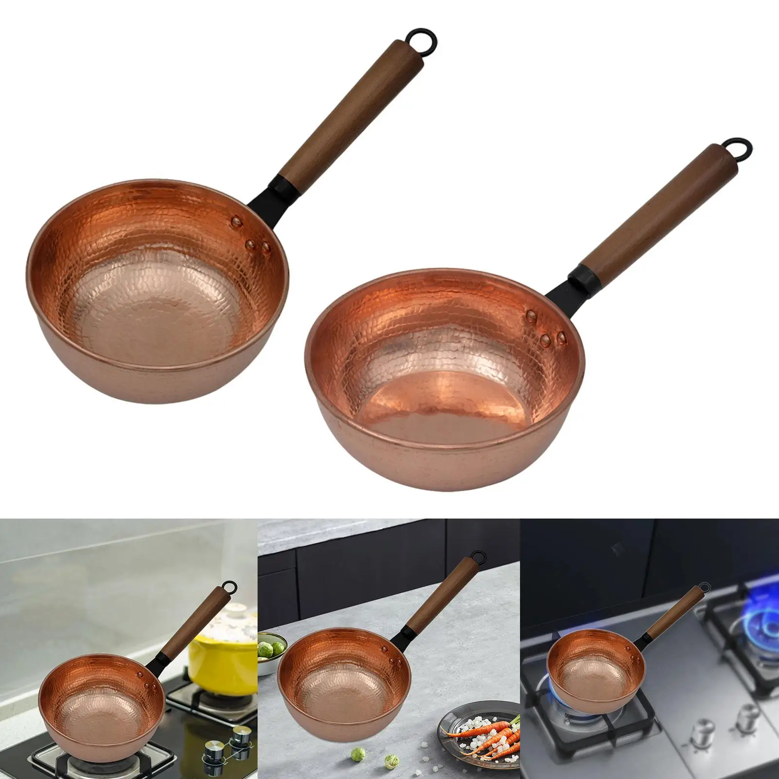 

Stockpot Copper Pot Wood Handle Multifunctional Copper Wamer Pan Saucepan Soup