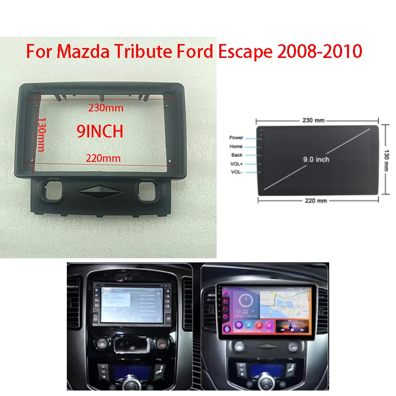 7/9 Inch Car Frame Fascia Adapter For Mazda Tribute Ford Kuga Escape 2008-2010 Android Radio Dash Fitting Panel Kit