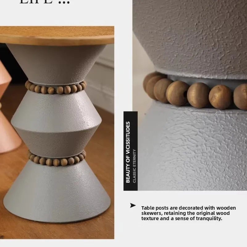 Creative Coffee Table with Roman Column Woven Rattan Round Side Table for Living Room Versatile Bedside Tables Unique Home Decor