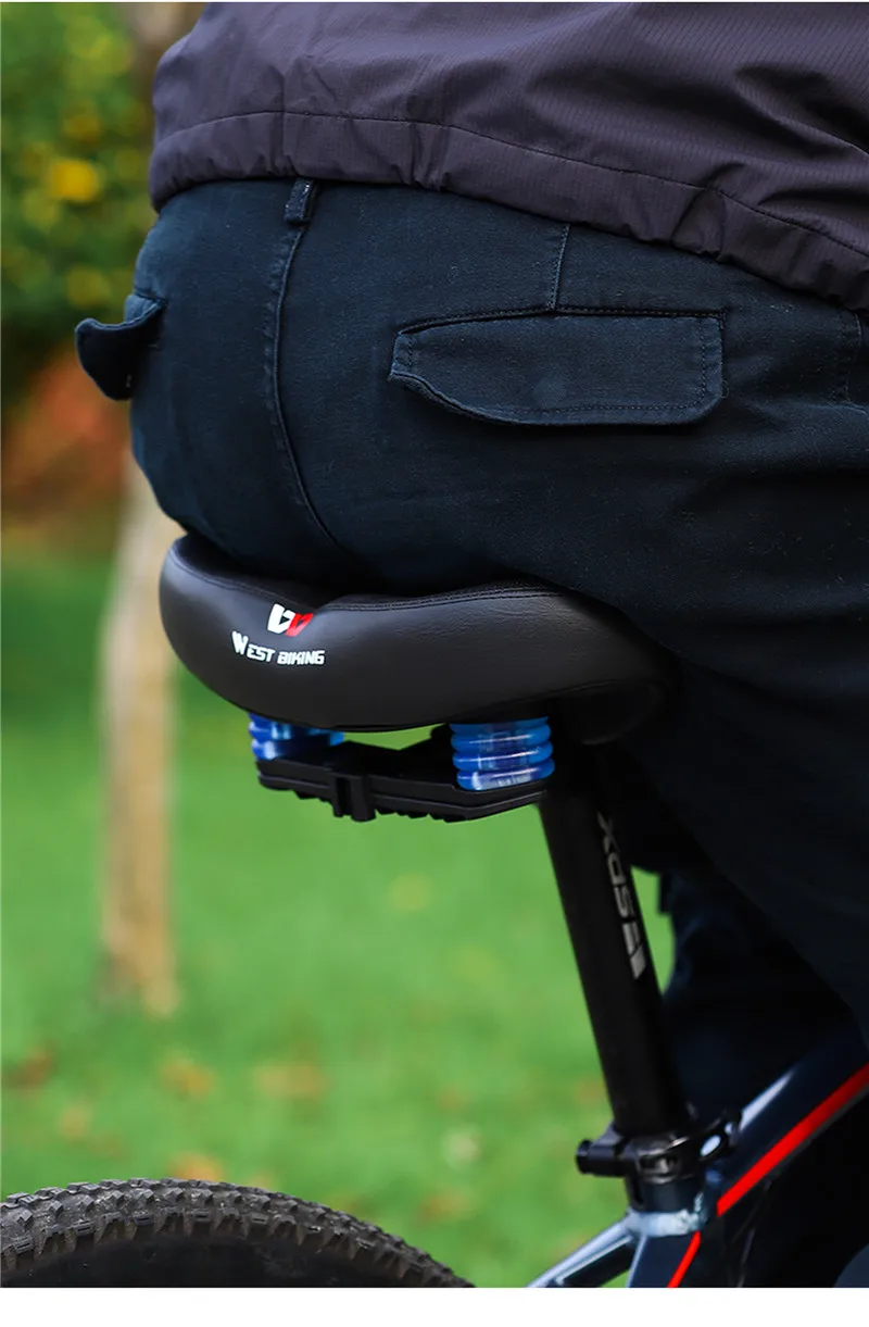 WEST BIKING Verbreiterter, Verdickter Fahrradsitz mit Hoher Elastizität und Stoßdämpfung, Atmungsaktives MTB- und Rennrad-Sattelkissen – Detail 13