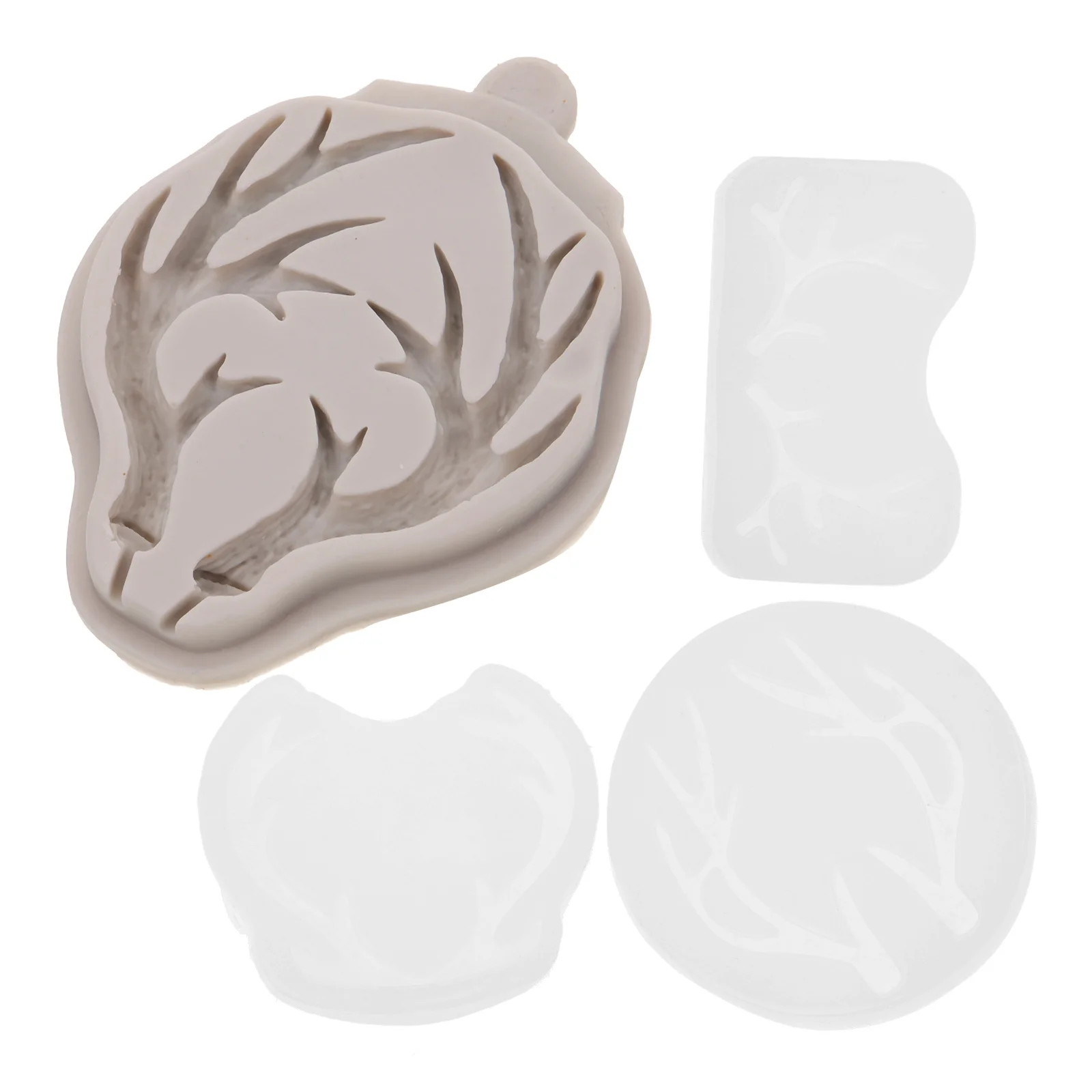 

4pcs Elk Antler Ornament Mold Silicone Casting Diy Crafts Mold For Epoxy Resin Jewelry Making Reusable Antler Shape Decor Supply