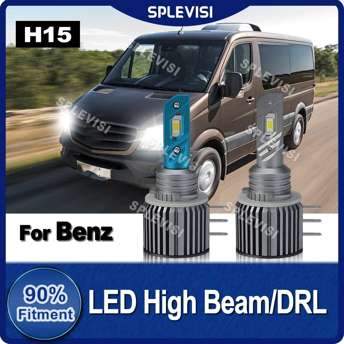 Plug And Play 2PCS H15 Canbus LED High Beam Day Running Lamp For Mercedes-Benz X156 2014-2023 Sprinter 2020-2022 DRL Bulbs