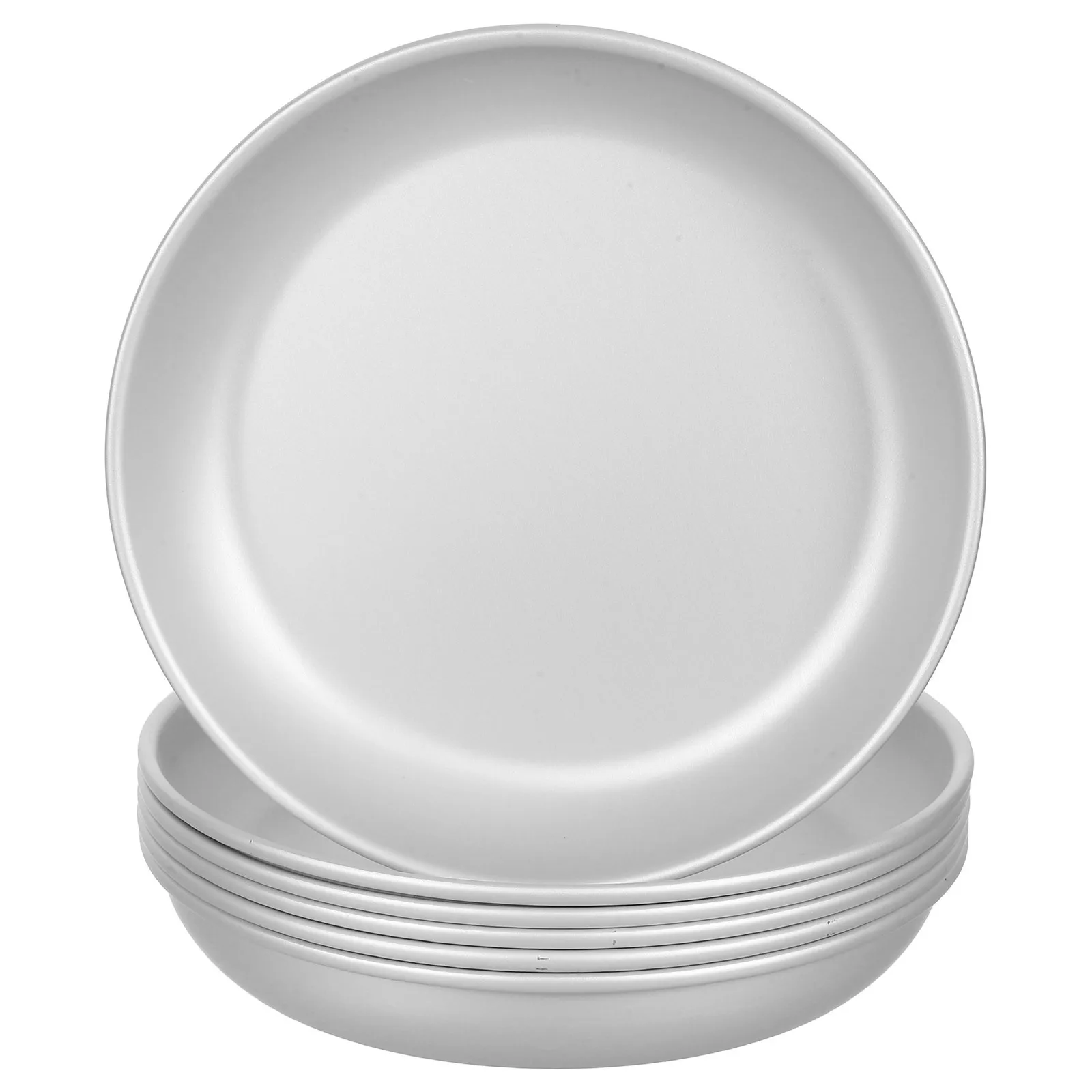 

6Pcs Round Stainless Steel Camping Plates 8.25inch Outdoor Portable Dinner Dishes Picnic Bbq Food Serving Tray