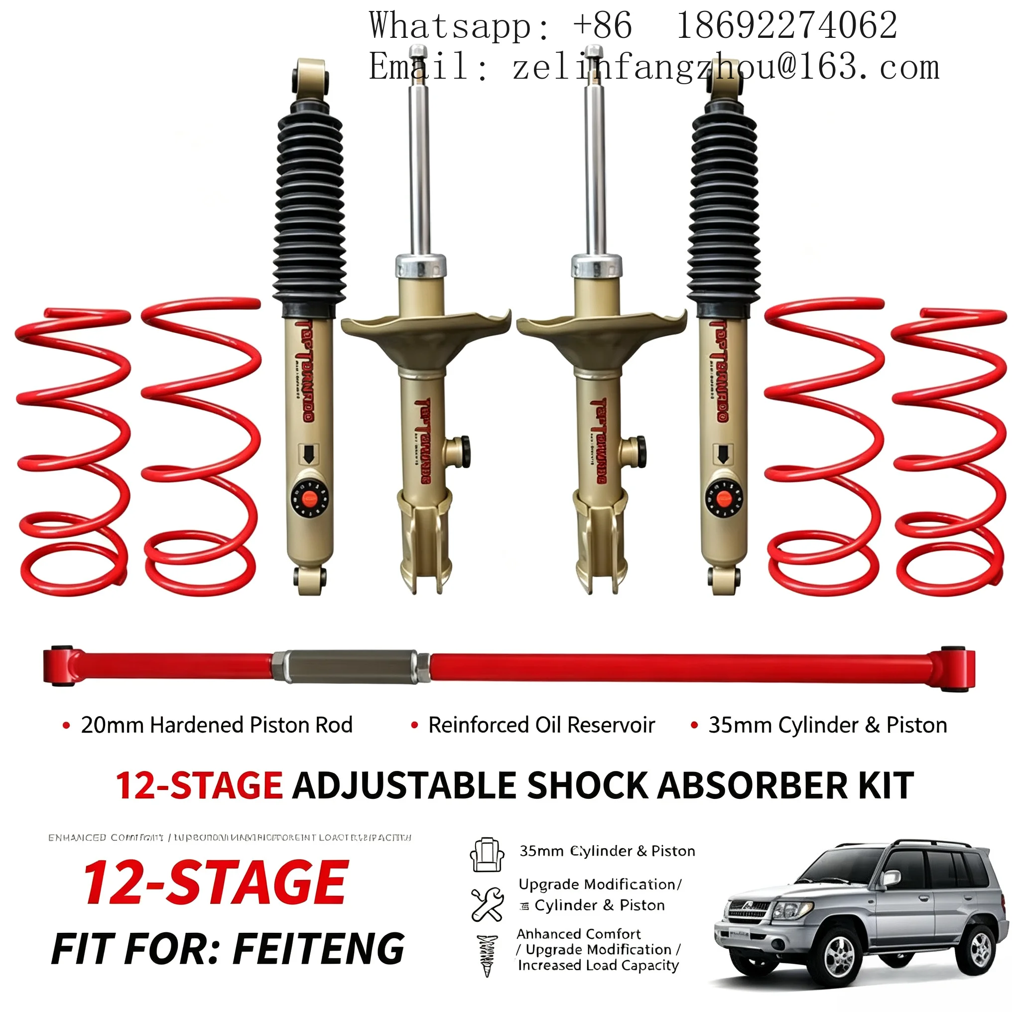 2 Inch Suspension Lift Kit Adjustable Soft Hard Shock Absorbers for Mitsubishi Pajero IO 4x4 Off Road Heavy Duty