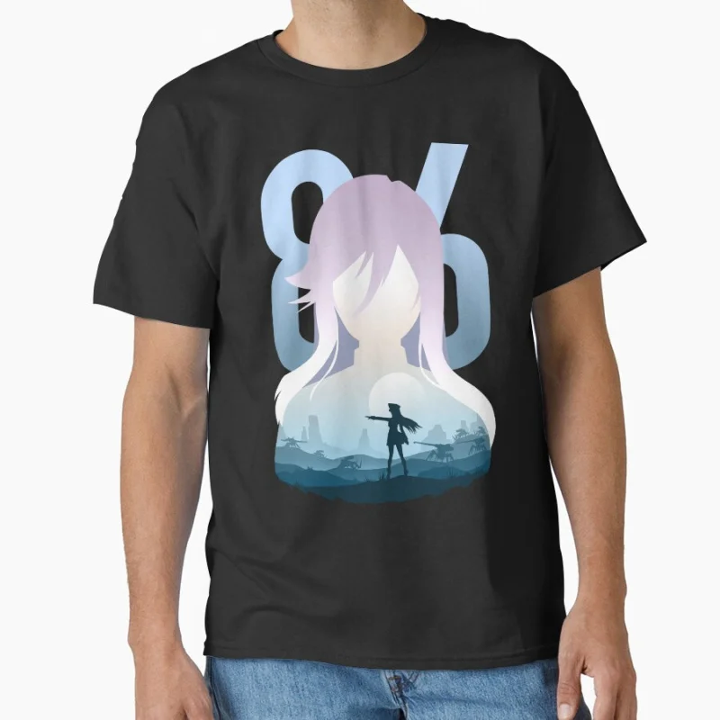 86 ochenta y seis paisaje ciencia ficción novela ligera Anime camiseta para hombres 100% algodón camisetas de talla grande S-6XL Manga regalo camiseta