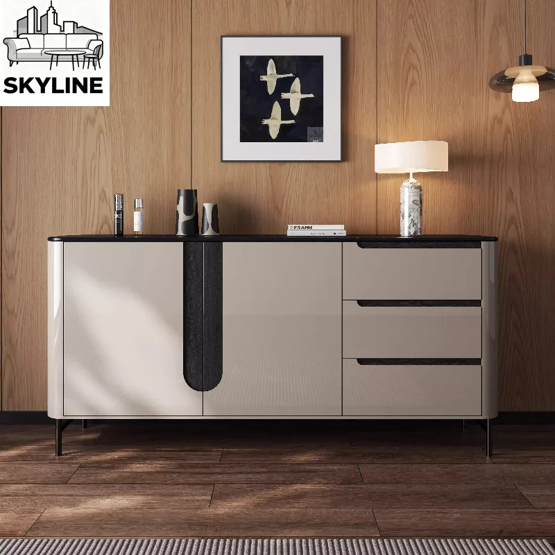 Italian Minimalist Sideboard Cabinet, Multifunctional Storage Console with Drawers for Entryway