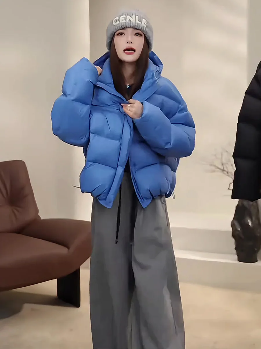 Casual Sle ort Puffer Jaet Thi Abrigo de plumón azul cálido para mujer con capucha Turtle Ba Design Ci Leisure Winter Oute...