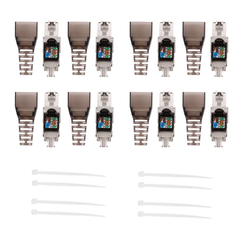 

The New8pcs Tool-Free Shielded RJ45 Cat 7 Termination Plug Cat7 Plug / Cat7 Connector Connectors Modular 23/24AWG