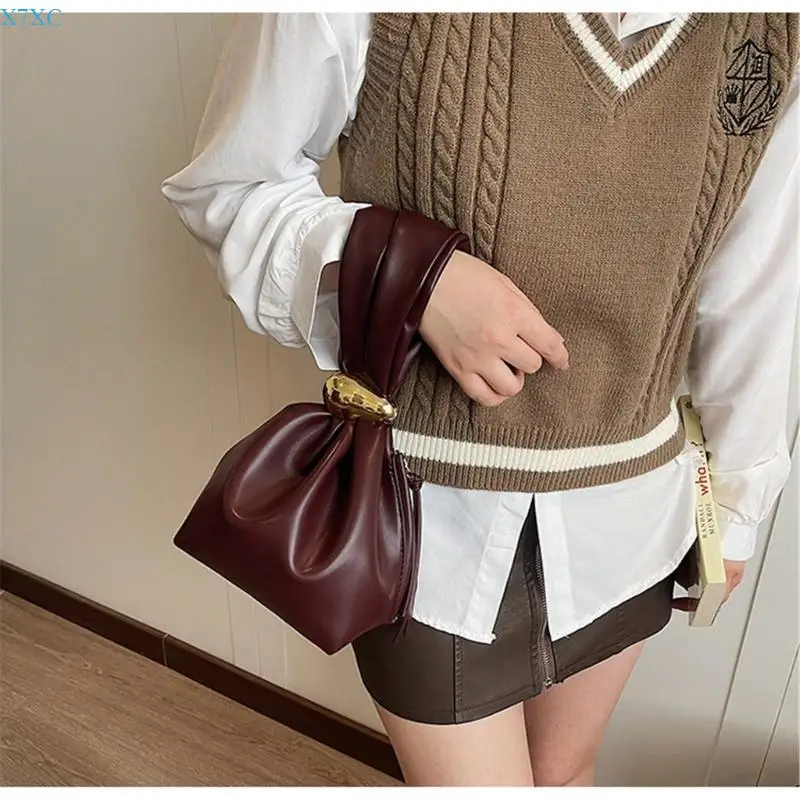 

X7XC Stylish Evening Bag For Women With Knots Pouches Designs And Portable Wristlet Handbag Spacious Interior Handbags