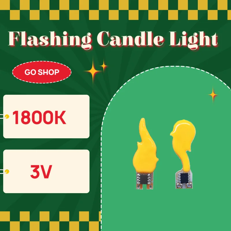 3V LED Flashing Candle Lights LEDs Flame Lights 1800K DC 3V Birthday Party Decoration Light Bulbs Diode Accessories DIY