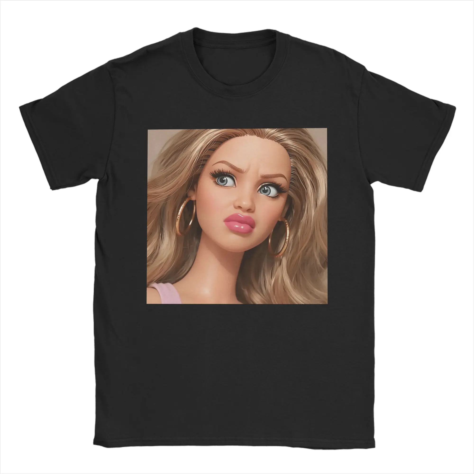 T-shirt Meme Visage de Poupée Dégoûtant, Style Urbain d'Été, en Pur Coton, T-shirt de Mode pour Adulte, Vêtement Décontracté
