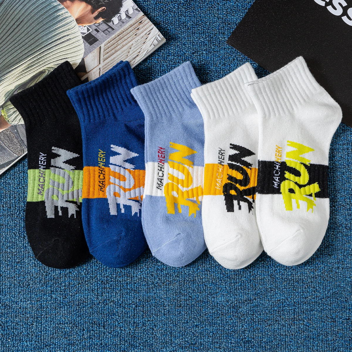 Винтажные короткие велосипедные носки с надписью, низкой талией, термоноски для тренировок в помещении для девочек, японские домашние носки-трубы, мужские носки, уличная одежда