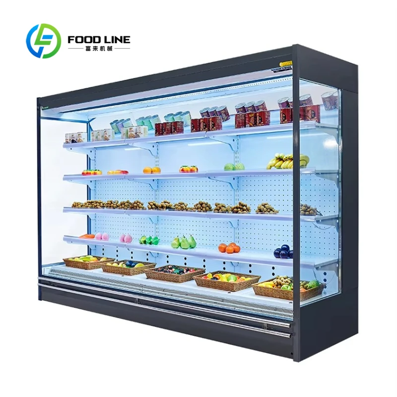 Custom Open Chiller Air Curtain Display Refrigerator Supermarket Commercial Display Cooler for Fruit Vegetable Beverage Dairy