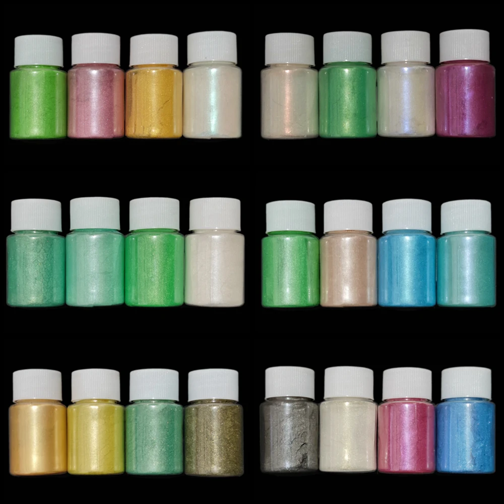 30 مللي زجاجة كبيرة نيون الفلورسنت الميكا مسحوق بيرليسسينت الصباغ صابون يدوي الصنع شمعة الايبوكسي الراتنج الطلاء مسمار بريق الصباغ