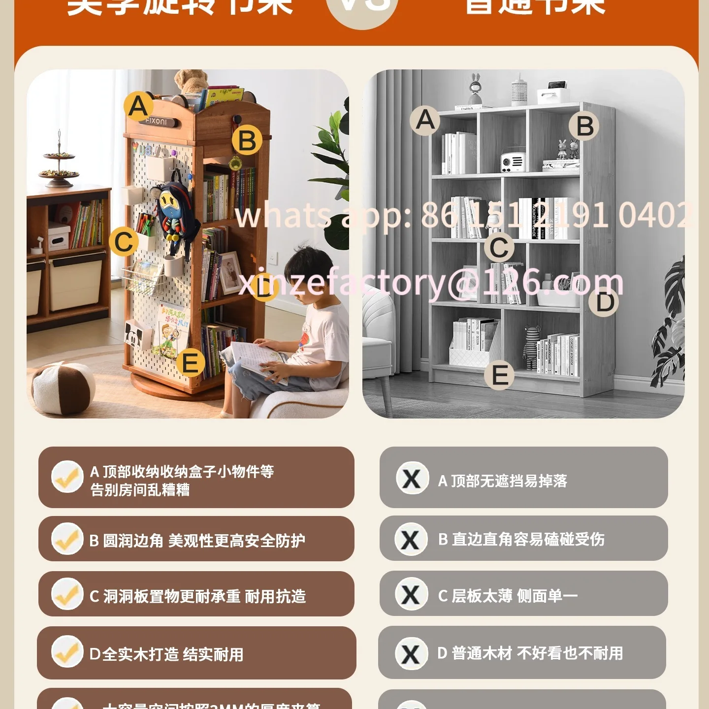 تخصيص الدورية رف الكتب 360 درجة خشب متين سميكة رف كتب الصور رف شاشة تخزين منطقة القراءة خزانة الكتب