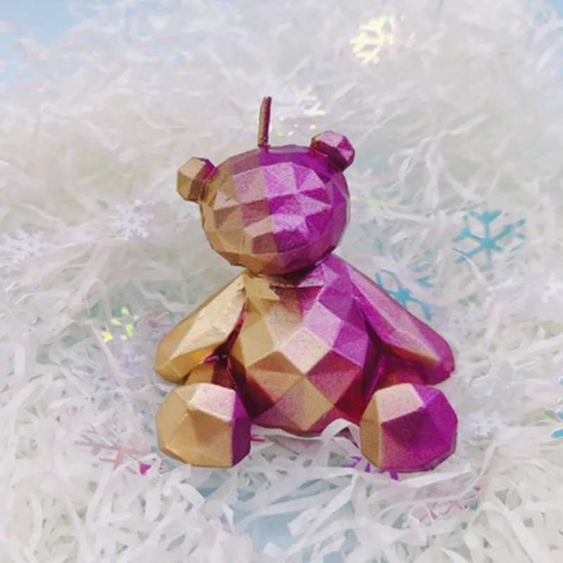 Metal Diamond Bear 3D Three-Dimensional Bear Cute Cute Pet Christmas Lovers Birthday Candles Children\'s Gifts Party Supplies