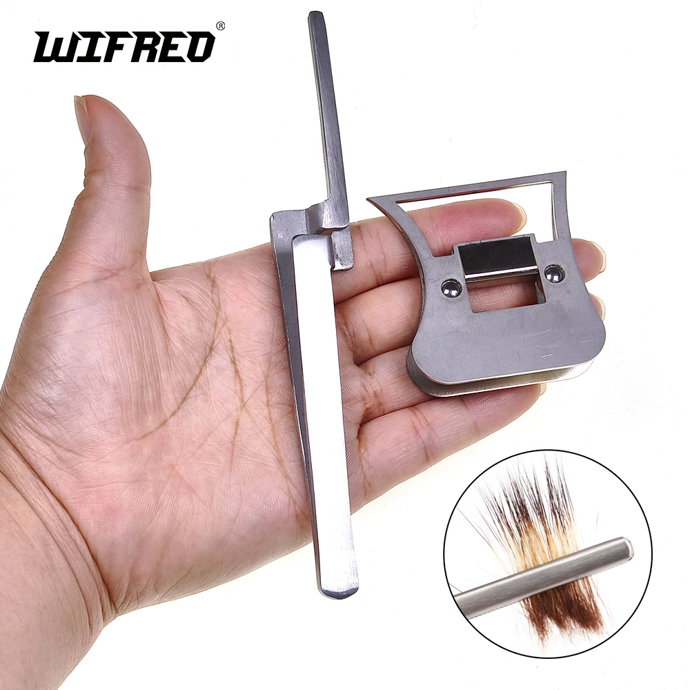 Wifreo Clip per piume in acciaio inossidabile CDC Strumento per legare la mosca Doppia piuma Fibra Hackle Strumenti per tenere Accessori per la pesca a mosca