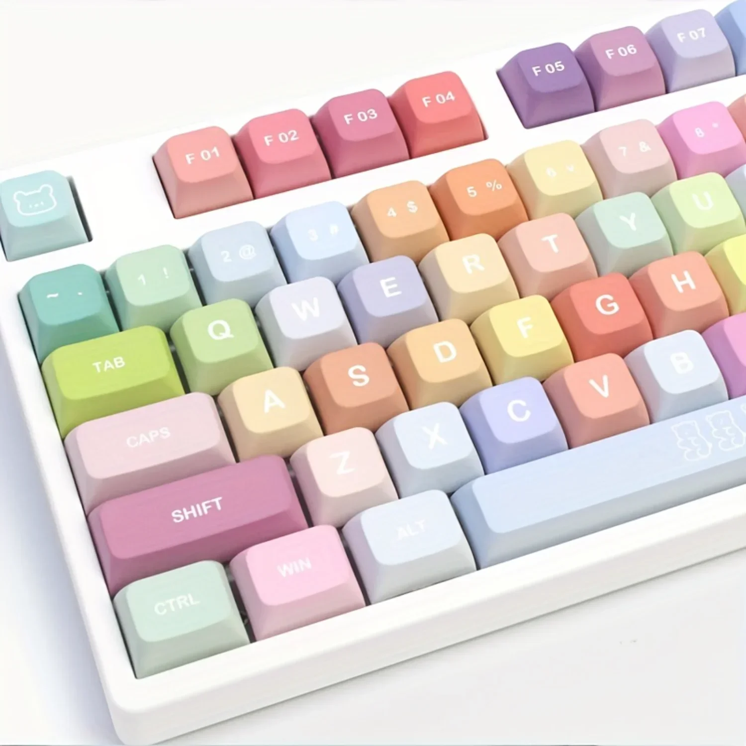 XDA Keycap PBT Heat Sublimation Process Cat Theme Cute Bear Swiss Gummy 133 Keys Set for 60/84/98/108 Mechanical Keyboards