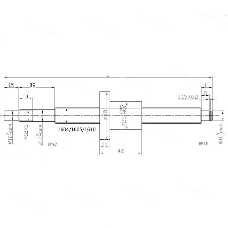 1604 BallScrew 200 300 400 500 600 Mm  Rolled Ball Screw with Single Ballnut for   Parts BK/BF12 Standard End Machined