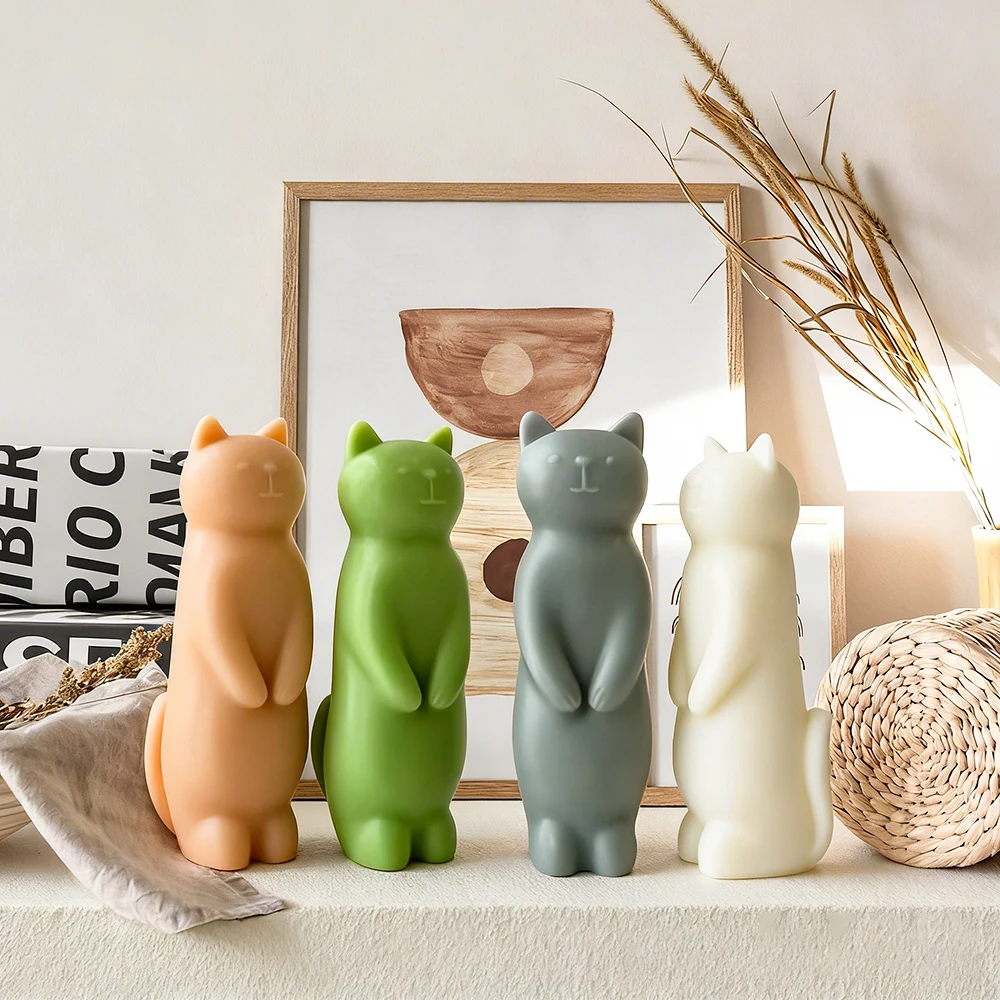 Cartoon Kitten Silicone Mold Handmade Aromatherapy Candle Plaster Ornament Mould DIY Cute Cat Crafts Making Molds