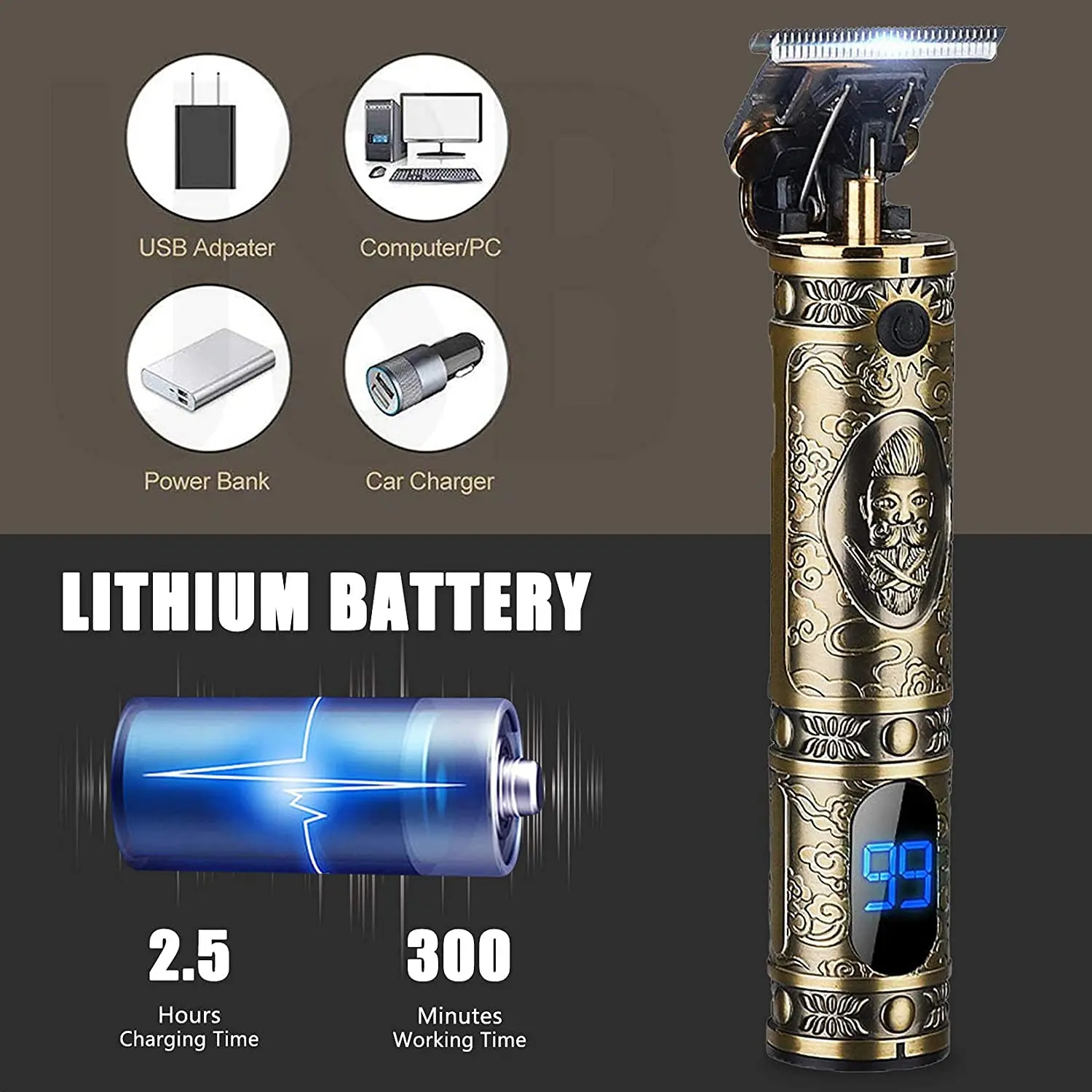 Resuxi JM-700AL Костюм Профессиональный перезаряжаемый беспроводной станок для резки металла Мужской электрический триммер для стрижки волос