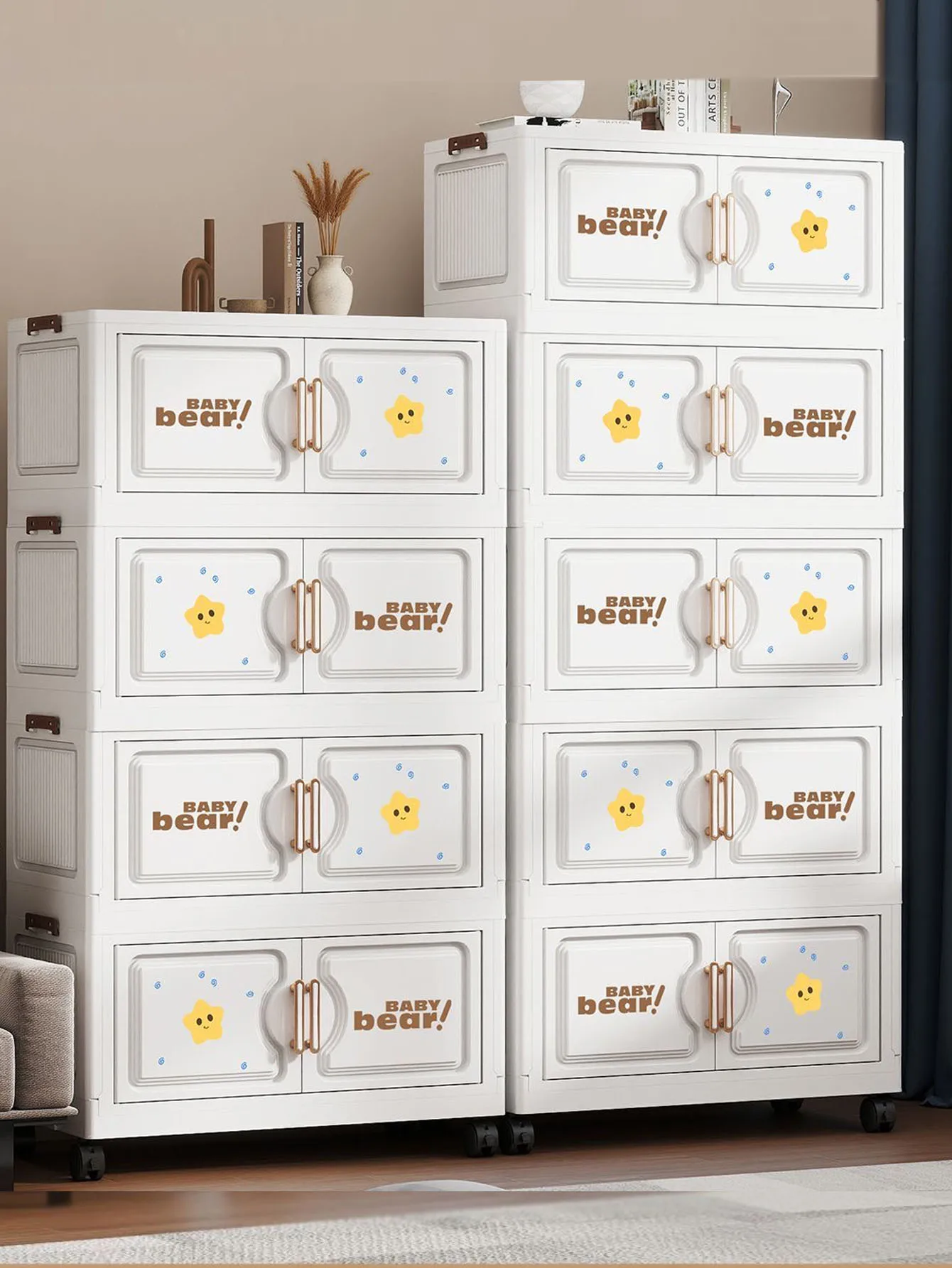 Armario Plegable para Ropa de Bebé sin Herramientas – Mueble de Plástico con Compartimentos para el Hogar, Unidad que Ahorra Espacio para Sala de Estar y Dormitorio