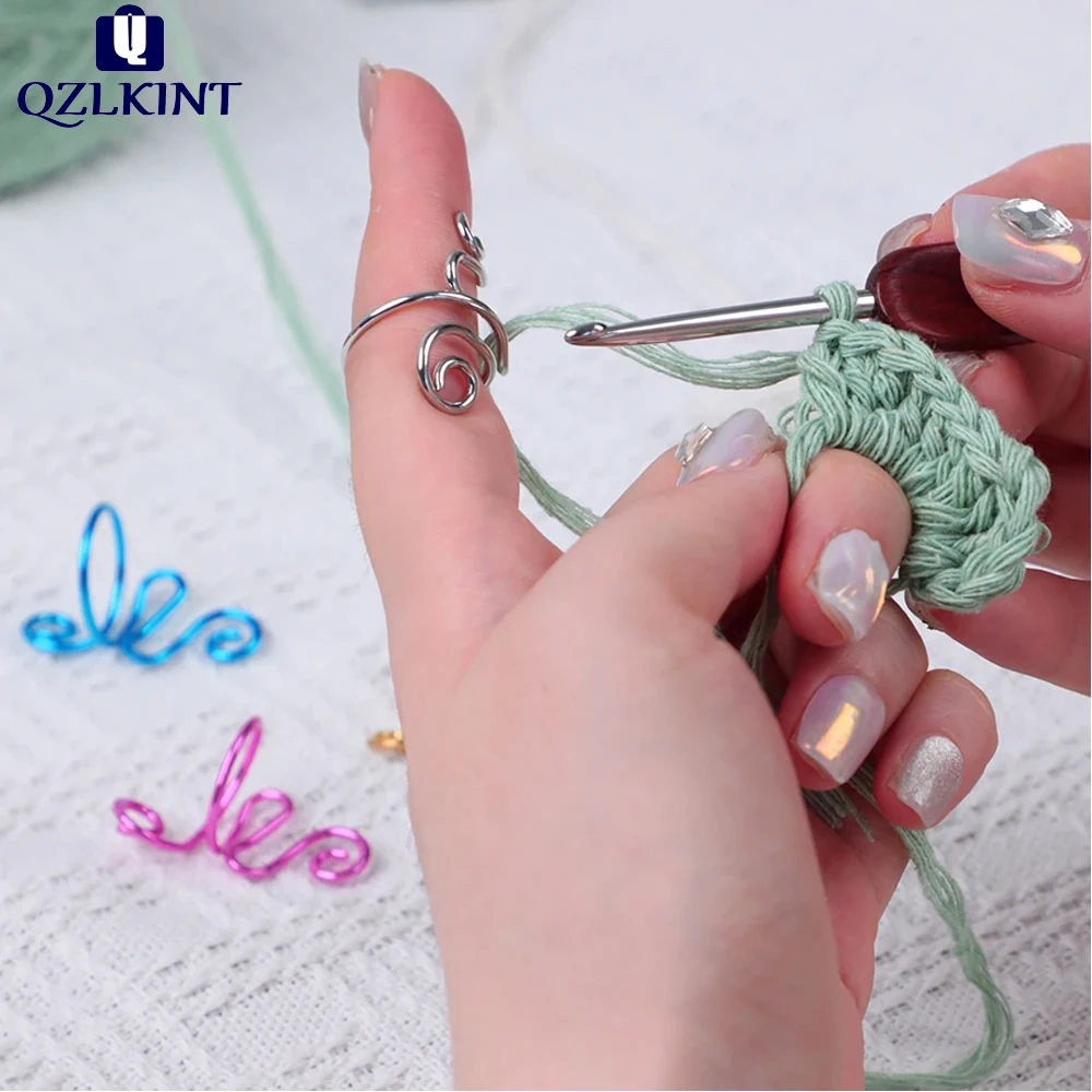 

Adjustable Knitting Yarn Wrapping Ring - DIY Handicraft Knitting Tool Accessory, Finger Protection Winder