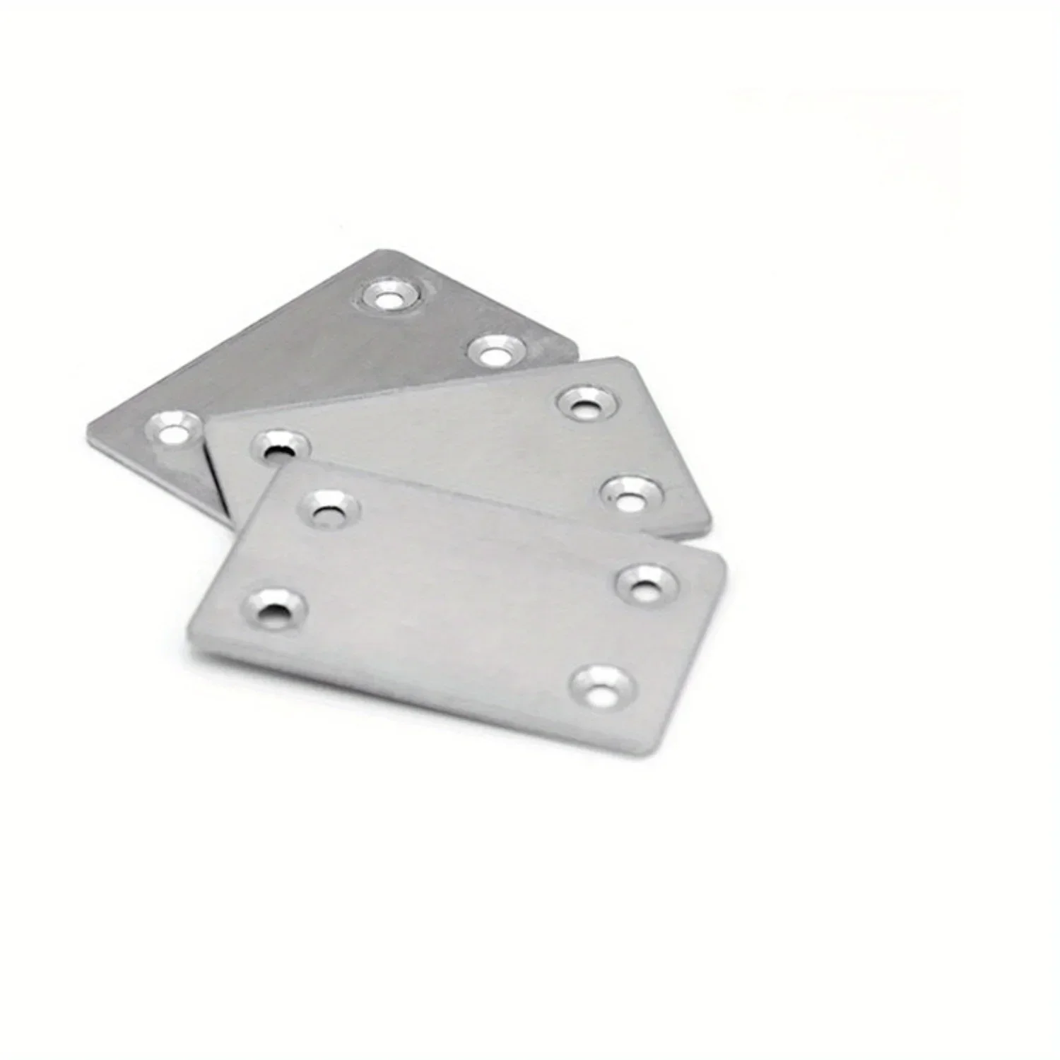 24 flat straight support brackets, silver flat repair plate stainless steel fixed angle brackets, used for wooden furniture